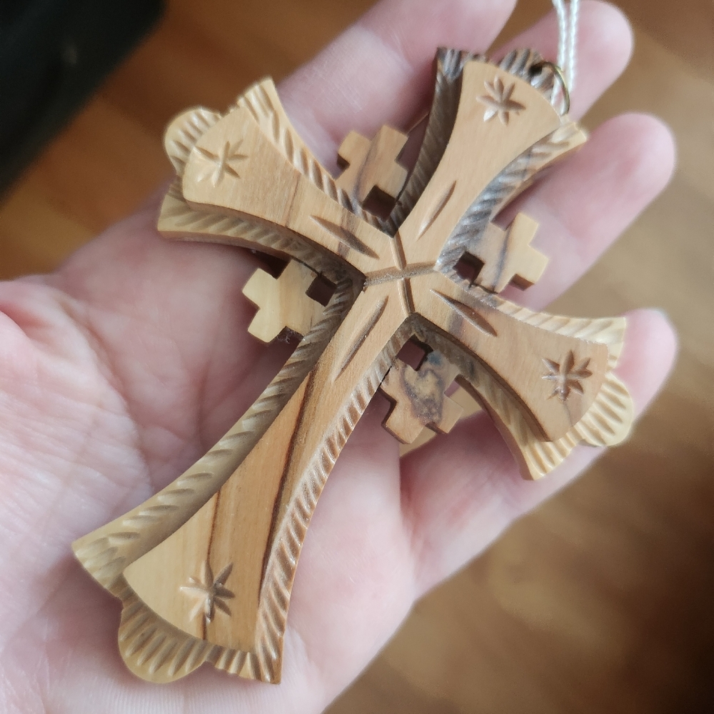 Olive Wood ✝️ Cross from Holy Land Jerusalem - Picture 6 of 6